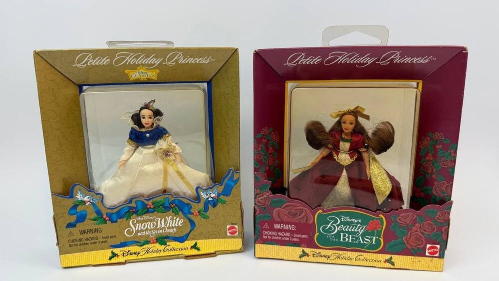 Disney Petite Holiday Princess Snow White Belle Dolls 1998 Mattel Set